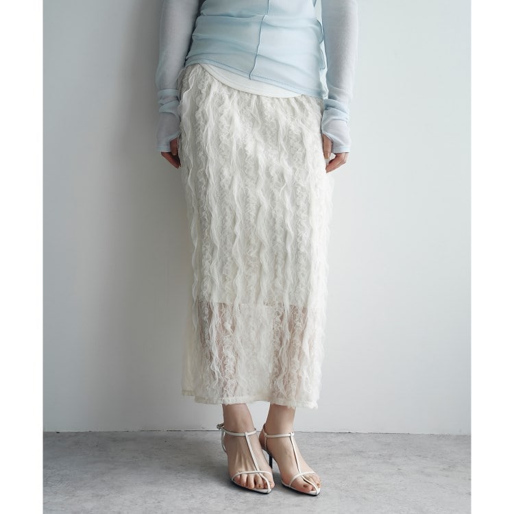 コードエー(CODE A)のfrill lace easy skirt マキシ・ロングスカート
