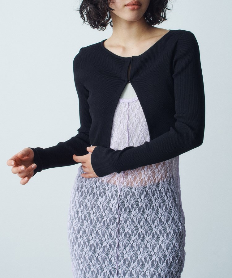 コードエー(CODE A)のstretch hook cardigan ブラック(019)