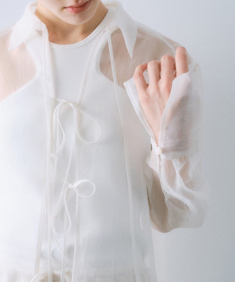 コードエー(CODE A)のsheer washer ribbon blouse13
