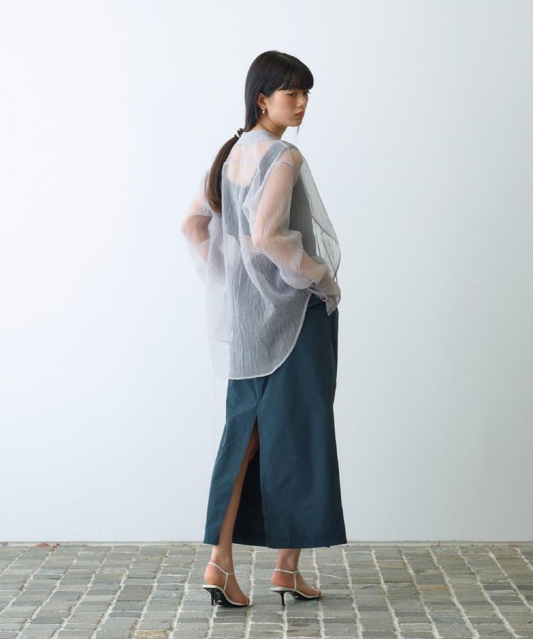 コードエー(CODE A)のsheer washer ribbon blouse4