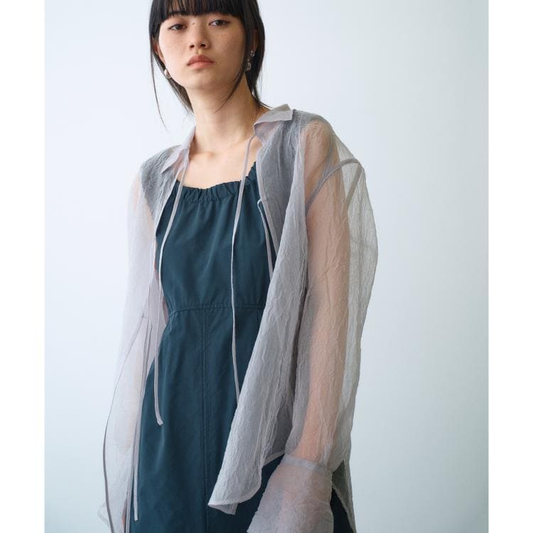コードエー(CODE A)のsheer washer ribbon blouse シャツ・ブラウス