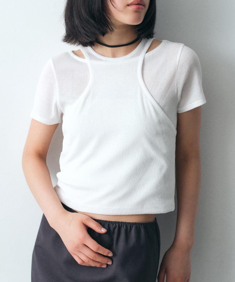 コードエー(CODE A)のlayered mini tee ホワイト(001)