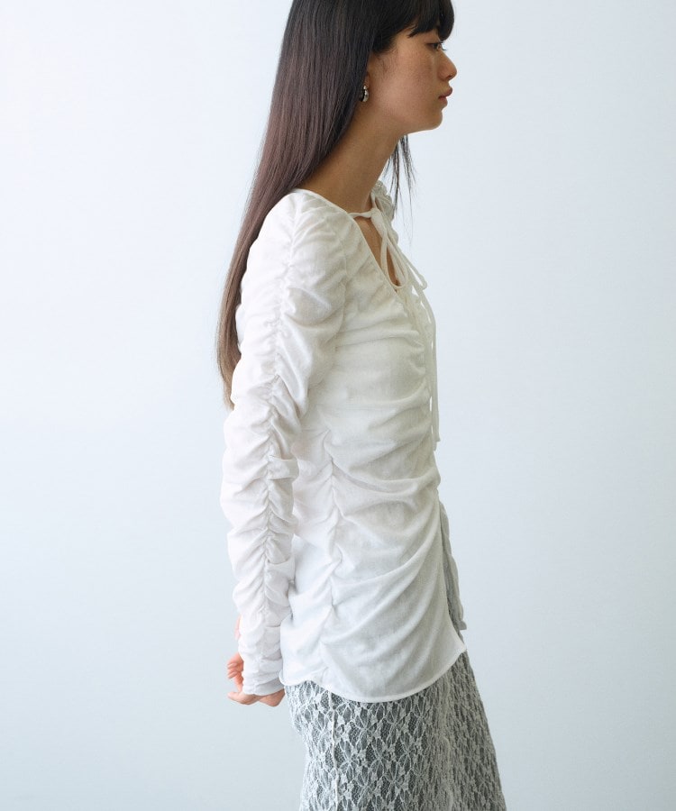 コードエー(CODE A)のsheer gather cardigan2