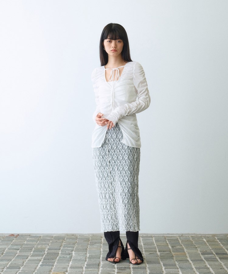 コードエー(CODE A)のsheer gather cardigan4