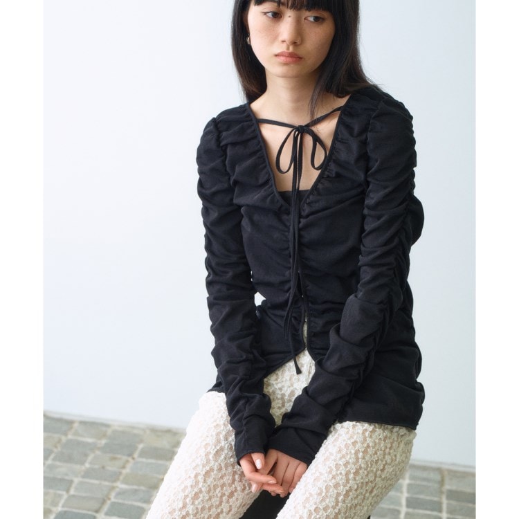 コードエー(CODE A)のsheer gather cardigan カーディガン/ボレロ