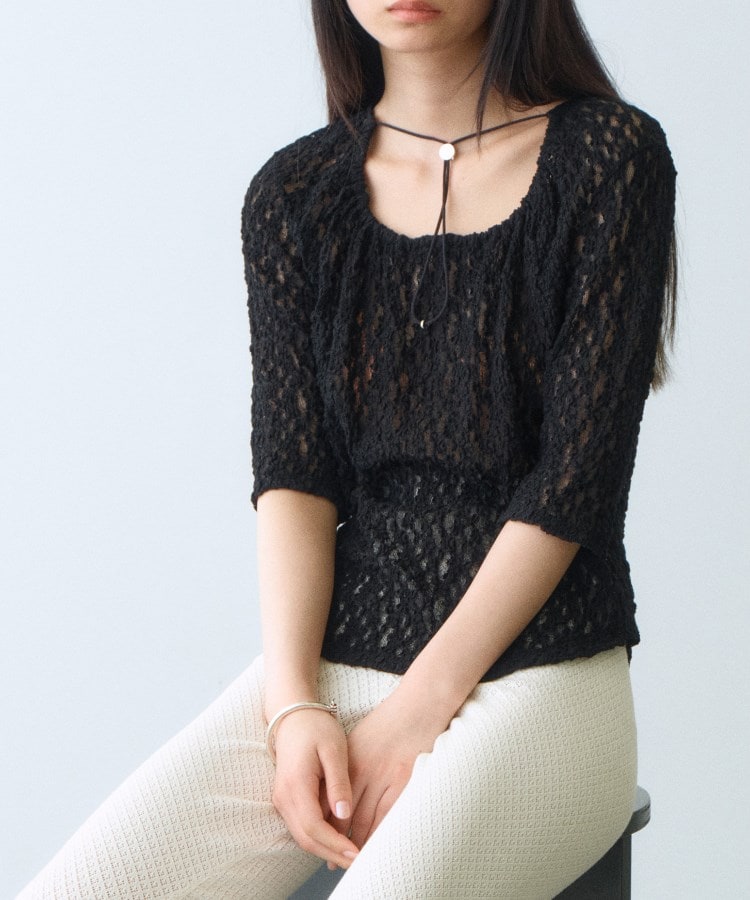 コードエー(CODE A)のlace layered pullover ブラック(019)
