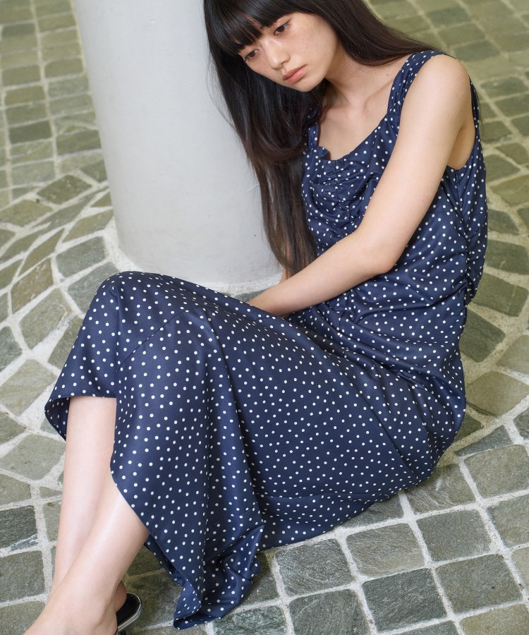 コードエー(CODE A)のpolka dot dress ネイビー(194)