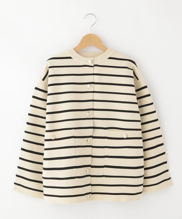 オフプライスストア(ウィメン)(OFF PRICE STORE(Women))のqoutミラノリブボーダーカーディガン オフホワイト(203)