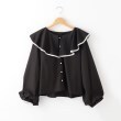 オフプライスストア(ウィメン)(OFF PRICE STORE(Women))のCHILLE パイピング衿フリルブラウス ブラック(019)