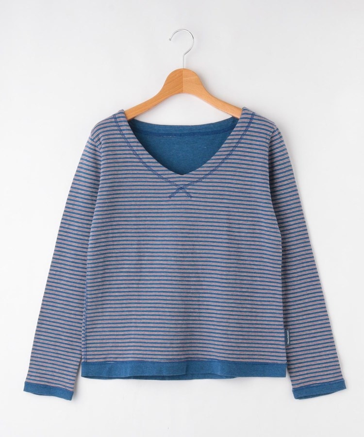 オフプライスストア(ウィメン)(OFF PRICE STORE(Women))のDANA VネックボーダーTシャツ ブルー(093)