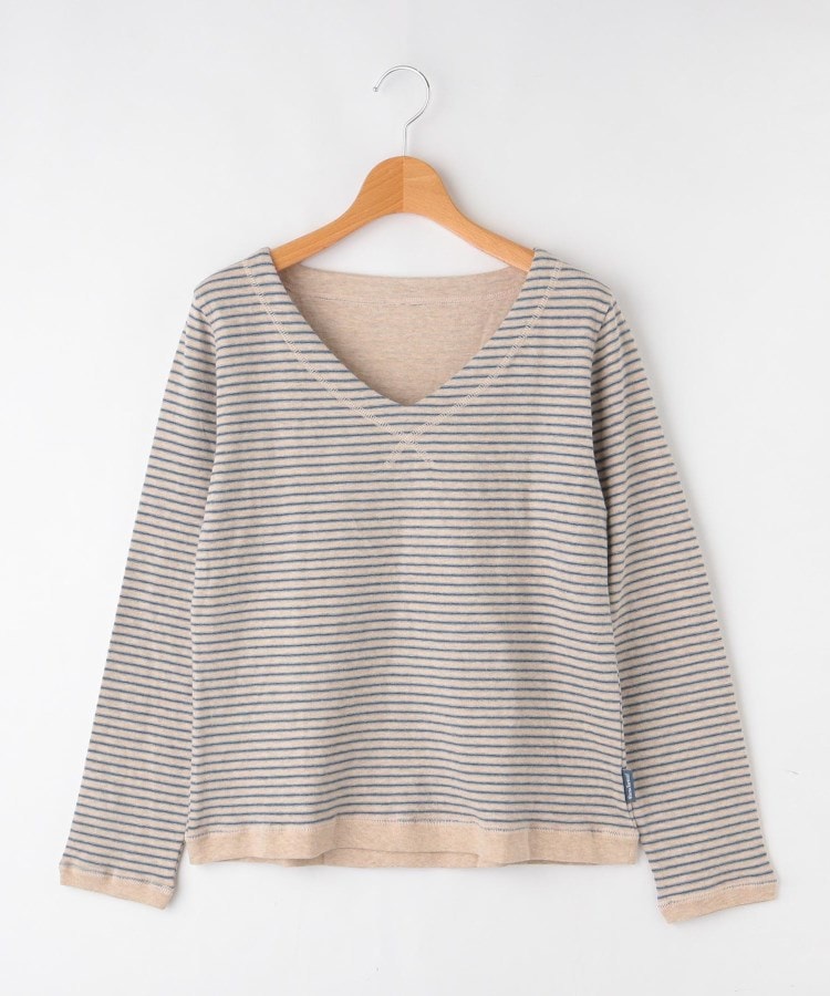 オフプライスストア(ウィメン)(OFF PRICE STORE(Women))のDANA VネックボーダーTシャツ モカブラウン(042)