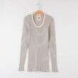 オフプライスストア(ウィメン)(OFF PRICE STORE(Women))のDANA Uネックボーダーリブカットソー ライトベージュ(051)