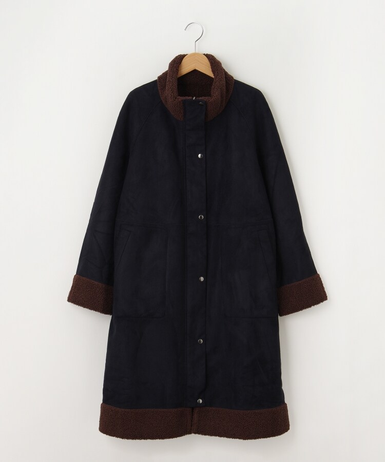 オフプライスストア(ウィメン)(OFF PRICE STORE(Women))の◆配色リバーシブルスタンドカラーコート【SALE/カジュアル/デイリー/トレンド/きれいめカジュアル/2WAY】 ネイビー×モカ(093)