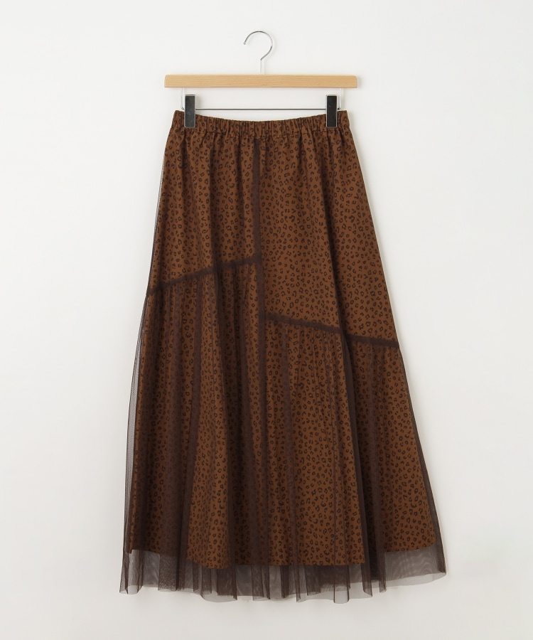 オフプライスストア(ウィメン)(OFF PRICE STORE(Women))のinnowave（イノウェーブ） ウエストゴムヒョウ柄チュールスカート【SALE/カジュアル/デイリー/トレンド/きれいめカジュアル】 ブラウン(051)