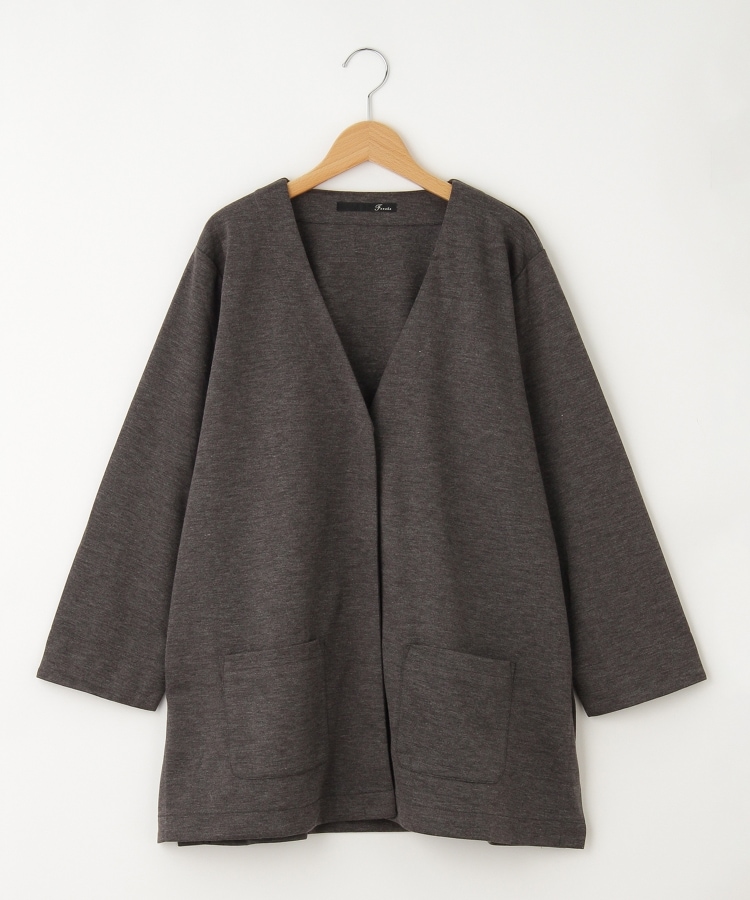 オフプライスストア(ウィメン)(OFF PRICE STORE(Women))のFanaka（ファナカ） 8分袖Vネックカーディガン 杢グレー(017)