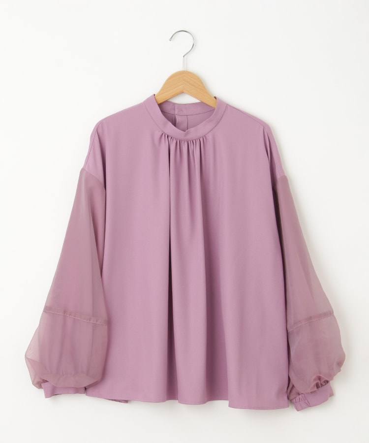 オフプライスストア(ウィメン)(OFF PRICE STORE(Women))のinnowave（イノウェーブ） ハイネック2重シアー袖プルオーバーブラウス【SALE/カジュアル/デイリー/トレンド/きれいめカジュアル/ゆったり】 パープル(082)