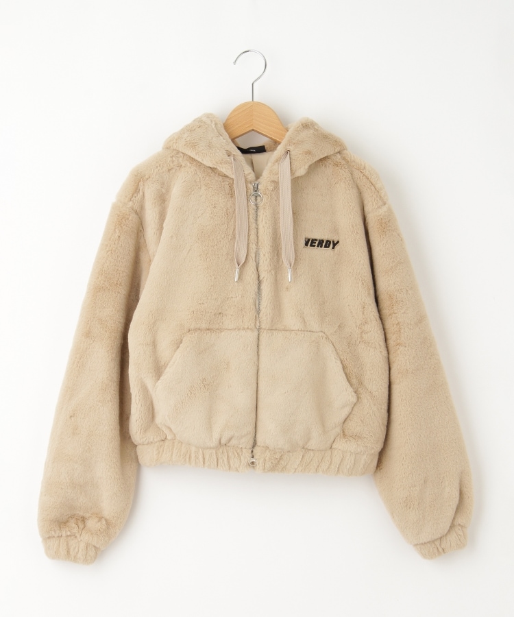 オフプライスストア(ウィメン)(OFF PRICE STORE(Women))のNERDY（ノルディ） W′S CROPPED ECO FUR HOODIE ZIP-UP ベージュ(052)