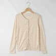 オフプライスストア(ウィメン)(OFF PRICE STORE(Women))のFaneuil（ファヌル） ボーダーボタン付きカットソー ベージュ(006)