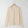 オフプライスストア(ウィメン)(OFF PRICE STORE(Women))のFaneuil（ファヌル） ボーダーボタン付きカットソー ベージュ(006)