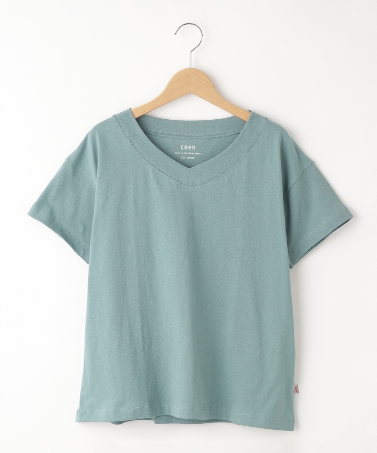 オフプライスストア(ウィメン)(OFF PRICE STORE(Women))のcoen（コーエン） 【UVカット機能付き】USAコットンVネックTシャツ サックスブルー(090)