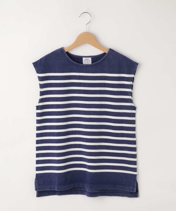 オフプライスストア(ウィメン)(OFF PRICE STORE(Women))のcoen(コーエン)　ケミカルウォッシュフレンチスリーブボーダーTシャツ　【洗える/SALE】1