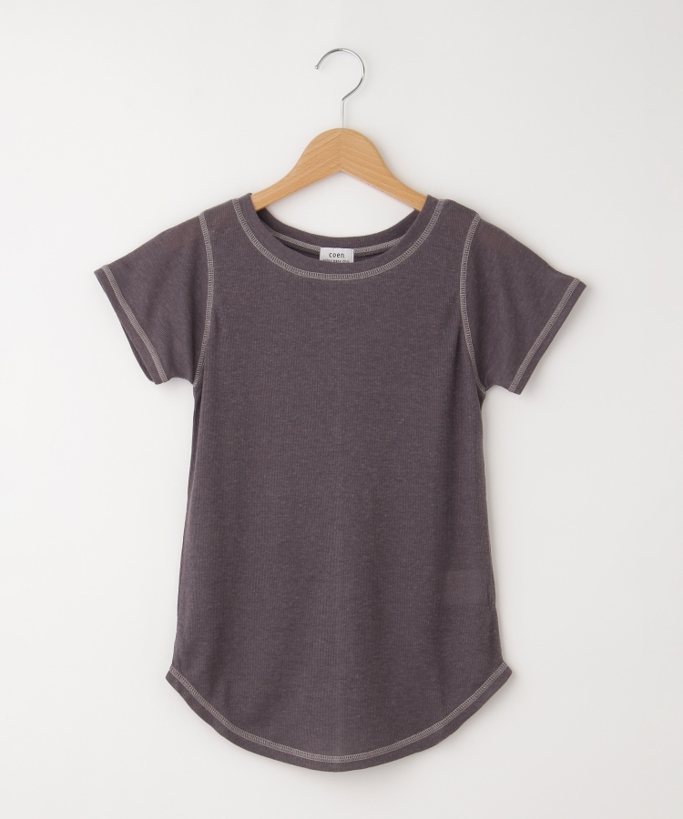 オフプライスストア(ウィメン)(OFF PRICE STORE(Women))のcoen(コーエン)　ステッチリブミニTシャツ　【洗える/SALE】 ダークグレー(017)
