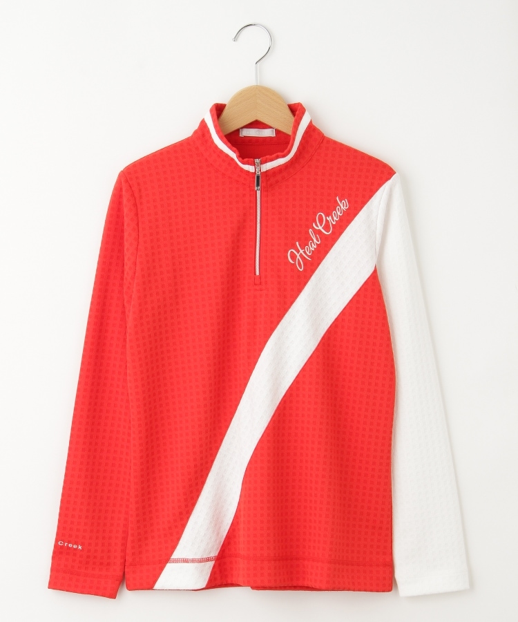 オフプライスストア(ウィメン)(OFF PRICE STORE(Women))のHeal Creek（ヒールクリーク） スクエアドット柄ジッププルオーバー レッド(063)