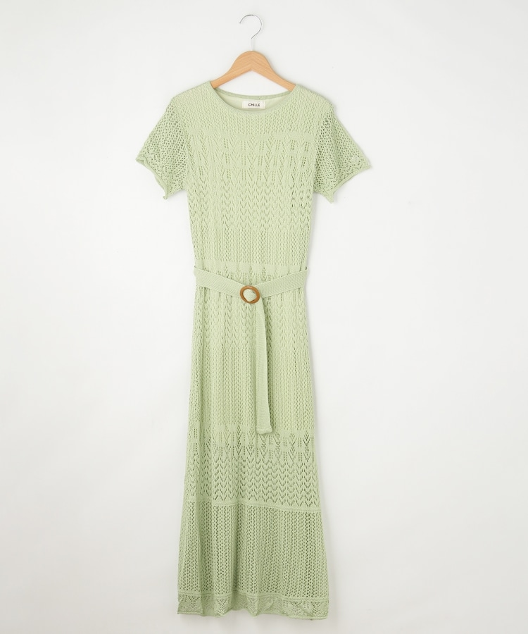 オフプライスストア(ウィメン)(OFF PRICE STORE(Women))のCHILLE（チル） ベルト付きニットワンピース ミントグリーン(021)