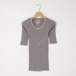 オフプライスストア(ウィメン)(OFF PRICE STORE(Women))のDANA（ダナ） 丸首ボーダーリブ5分袖カットソー グレー(012)