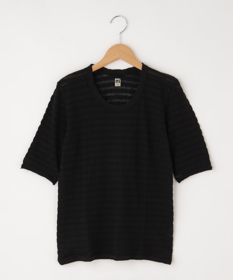 オフプライスストア(ウィメン)(OFF PRICE STORE(Women))のDANA（ダナ） コットン透かしボーダー5分袖カットソー ブラック(019)