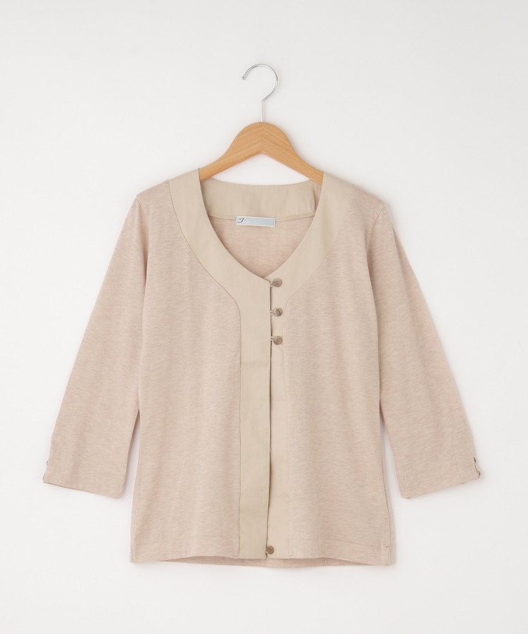 オフプライスストア(ウィメン)(OFF PRICE STORE(Women))のFaneuil（ファヌル） コンビ前あき7分袖カーディガン ベージュ(072)