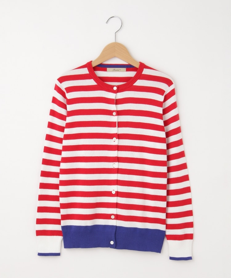 オフプライスストア(ウィメン)(OFF PRICE STORE(Women))のFaneuil（ファヌル） コットンボーダーカーディガン レッド(004)