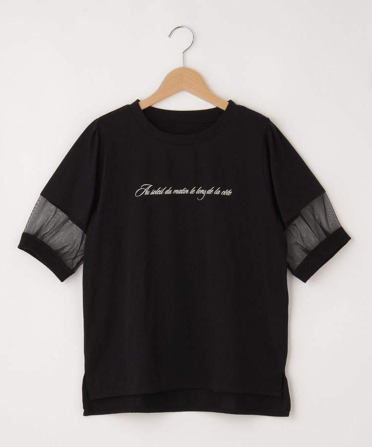 オフプライスストア(ウィメン)(OFF PRICE STORE(Women))のinnowave（イノウェーブ） ロゴ入りチュール袖カットソー ブラック(019)