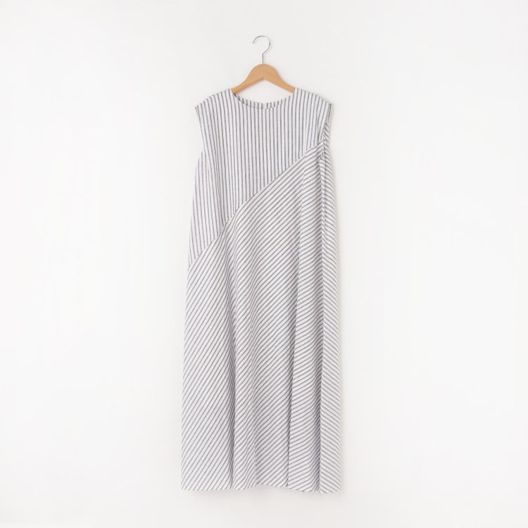 オフプライスストア(ウィメン)(OFF PRICE STORE(Women))のqout（コウト） リネン混切り替えストライプワンピース【SALE/セール/カジュアル/デイリー/トレンド/ゆったり】 マキシ・ロングワンピース