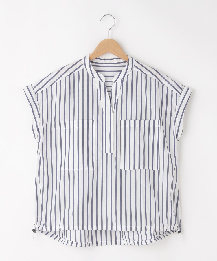 オフプライスストア(ウィメン)(OFF PRICE STORE(Women))のinnowave（イノウェーブ） 裾ドロスト ストライプフレンチスリーブブラウス【SALE/セール/カジュアル/デイリー/トレンド/きれいめカジュアル/ゆったり】2