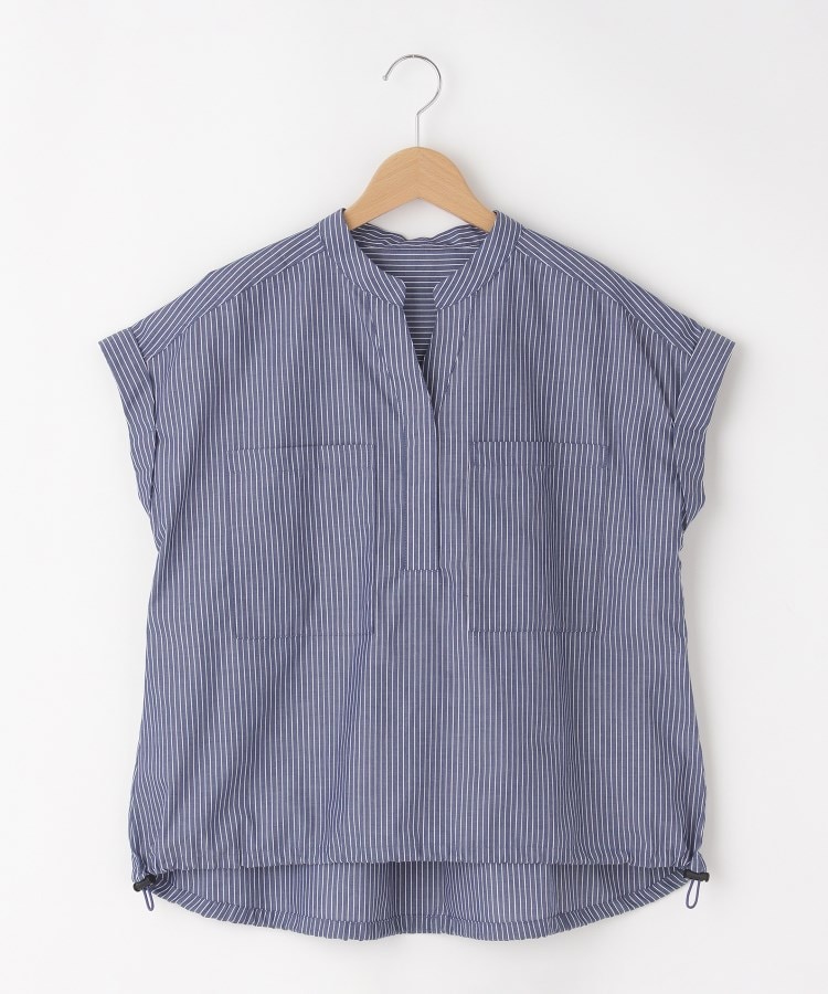オフプライスストア(ウィメン)(OFF PRICE STORE(Women))のinnowave（イノウェーブ） 裾ドロスト ストライプフレンチスリーブブラウス【SALE/セール/カジュアル/デイリー/トレンド/きれいめカジュアル/ゆったり】 ネイビー(194)