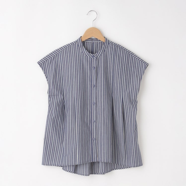 オフプライスストア(ウィメン)(OFF PRICE STORE(Women))のinnowave（イノウェーブ） バンドカラー ストライプフレンチスリーブブラウス【SALE/セール/カジュアル/デイリー/トレンド/きれいめカジュアル/ゆったり】 シャツ・ブラウス