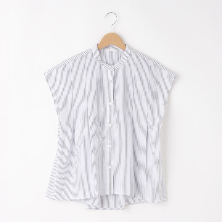 オフプライスストア(ウィメン)(OFF PRICE STORE(Women))のinnowave（イノウェーブ） バンドカラー ストライプフレンチスリーブブラウス【SALE/セール/カジュアル/デイリー/トレンド/きれいめカジュアル/ゆったり】 シャツ・ブラウス