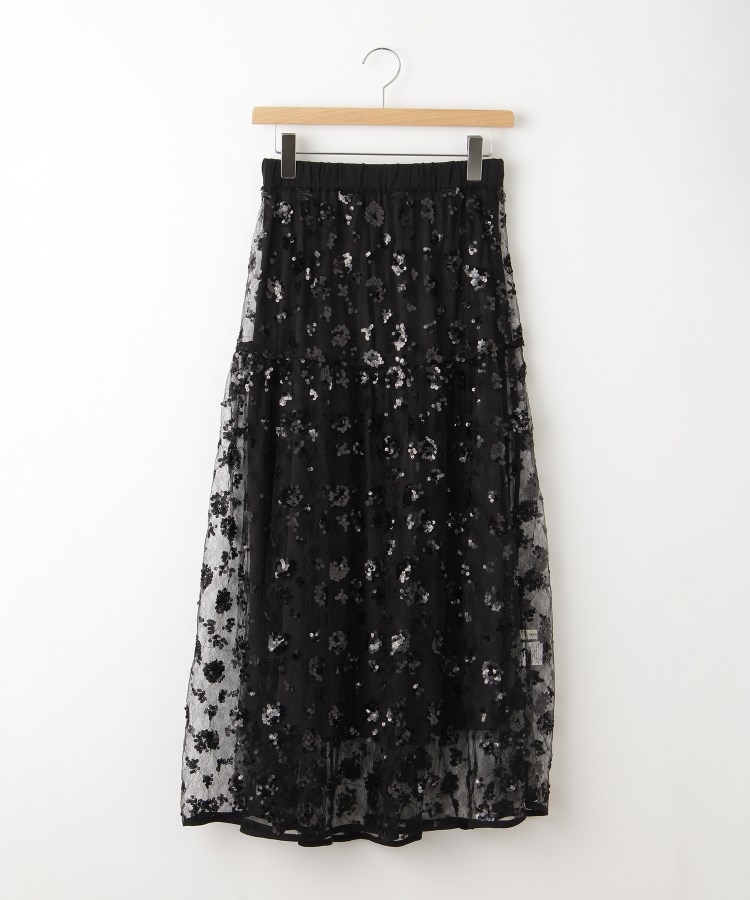 オフプライスストア(ウィメン)(OFF PRICE STORE(Women))のinnowave（イノウェーブ） スパンコール刺繍レーススカート【SALE/セール/カジュアル/デイリー/トレンド/きれいめカジュアル】 ブラック(019)