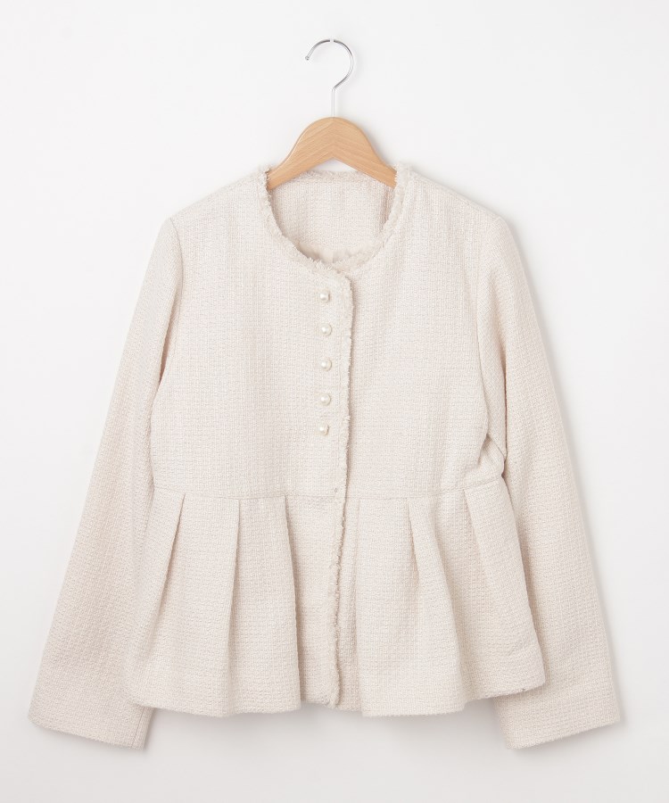 オフプライスストア(ウィメン)(OFF PRICE STORE(Women))の≪セレモニー/通勤≫qout（コウト） トライスピン杢ツィードジャケット【SALE/セール/入卒/学校行事/ビジネス/デイリー/きれいめカジュアル】 ホワイト(002)