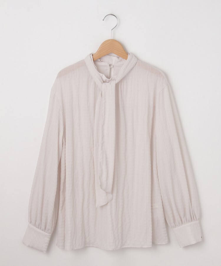 オフプライスストア(ウィメン)(OFF PRICE STORE(Women))の≪セレモニー/通勤≫innowave（イノウェーブ） ボーダージャガード楊柳2WAYボウタイブラウス【SALE/セール/入卒/学校行事/ビジネス/デイリー/きれいめカジュアル】5