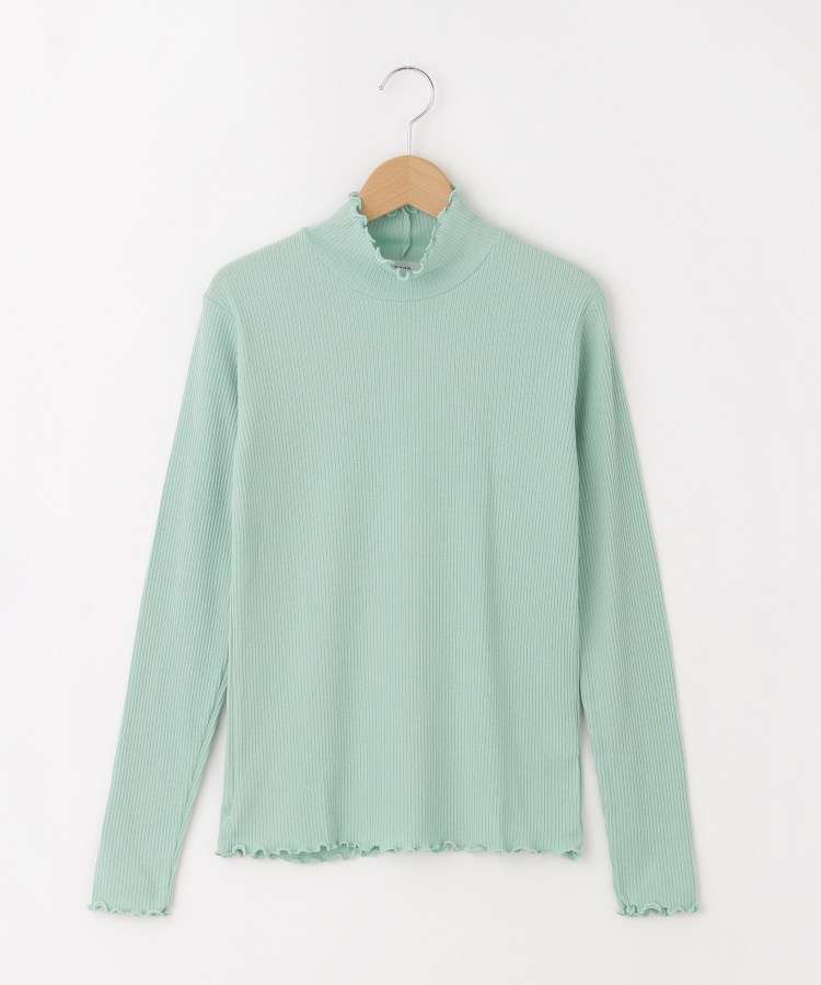 オフプライスストア(ウィメン)(OFF PRICE STORE(Women))のcoen（コーエン） マイクロボーダーリブヘンリーネックTシャツ【SALE/セール/カジュアル/デイリー/トレンド/きれいめカジュアル】 ライム(022)