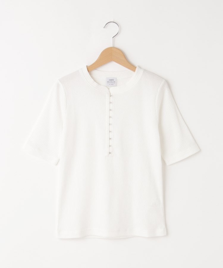 オフプライスストア(ウィメン)(OFF PRICE STORE(Women))のcoen（コーエン） ホックテープTシャツ【SALE/セール/カジュアル/デイリー/トレンド/きれいめカジュアル】 ホワイト(002)