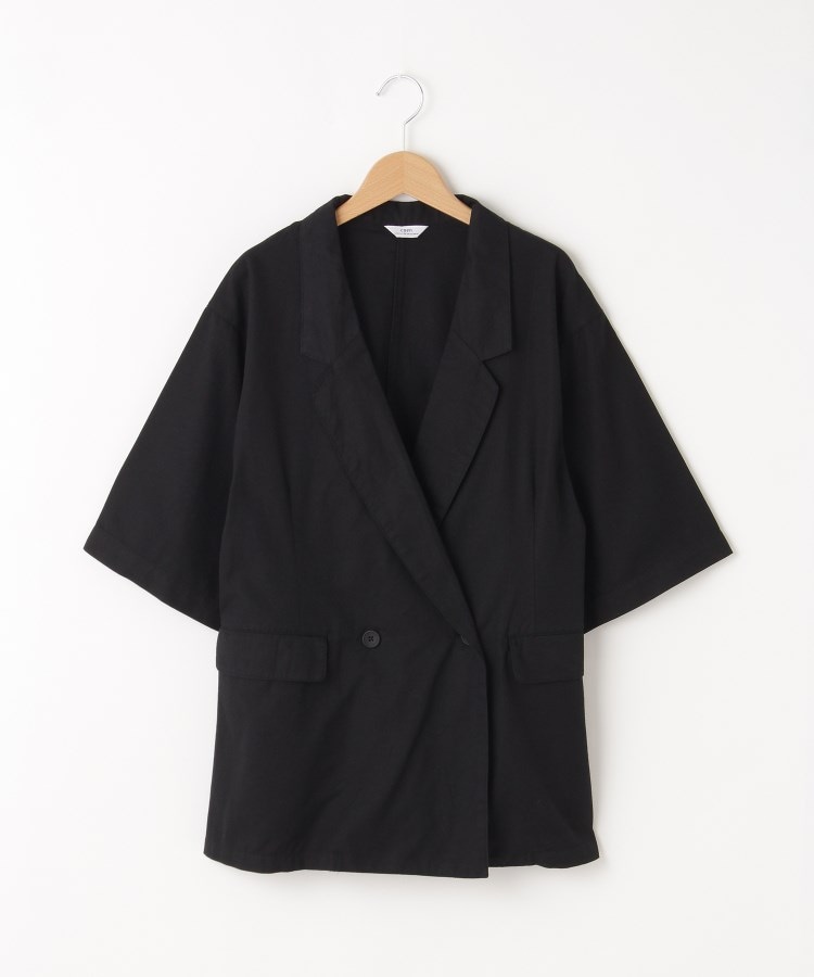 オフプライスストア(ウィメン)(OFF PRICE STORE(Women))のcoen（コーエン） 綿麻ルーズルーズハーフスリーブジャケット【SALE/セール/カジュアル/デイリー/トレンド/きれいめカジュアル】 ブラック(019)