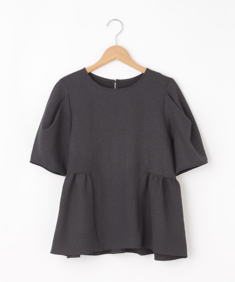 オフプライスストア(ウィメン)(OFF PRICE STORE(Women))のqout（コウト） 格子楊柳ラメペプラム切替ブラウス【SALE/セール/カジュアル/デイリー/トレンド/きれいめカジュアル】 ダークグレー(017)