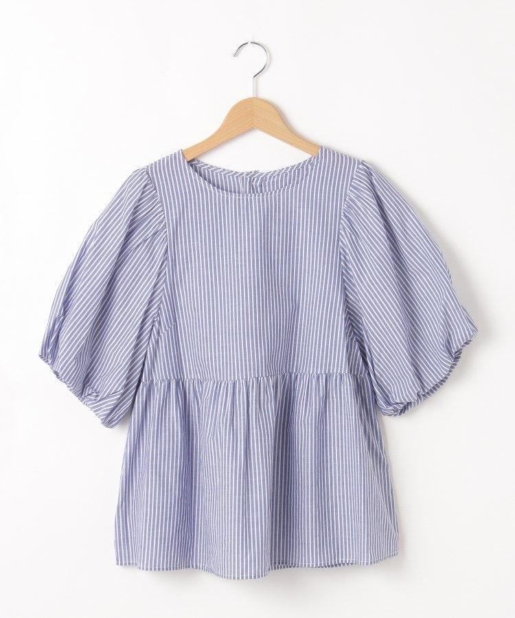 オフプライスストア(ウィメン)(OFF PRICE STORE(Women))のinnowave（イノウェーブ） ローンストライプ（ラメMix) ブラウス【SALE/セール/オフプライス/カジュアル/デイリー/トレンド】 ブルー(092)