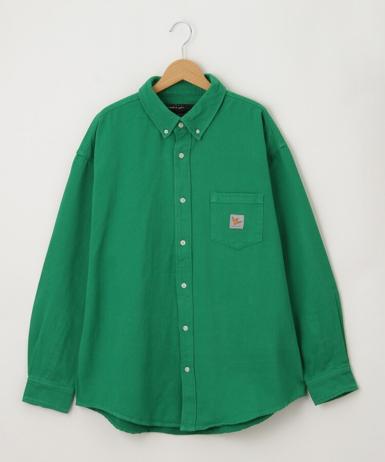 オフプライスストア(メンズ)(OFF PRICE STORE(Mens))のWhat it isNT（ワットイットイズント） MarkGonzales胸ポケットロゴ付きデニムシャツ【SALE/カジュアル/デイリー/トレンド/ストリート】 グリーン(024)