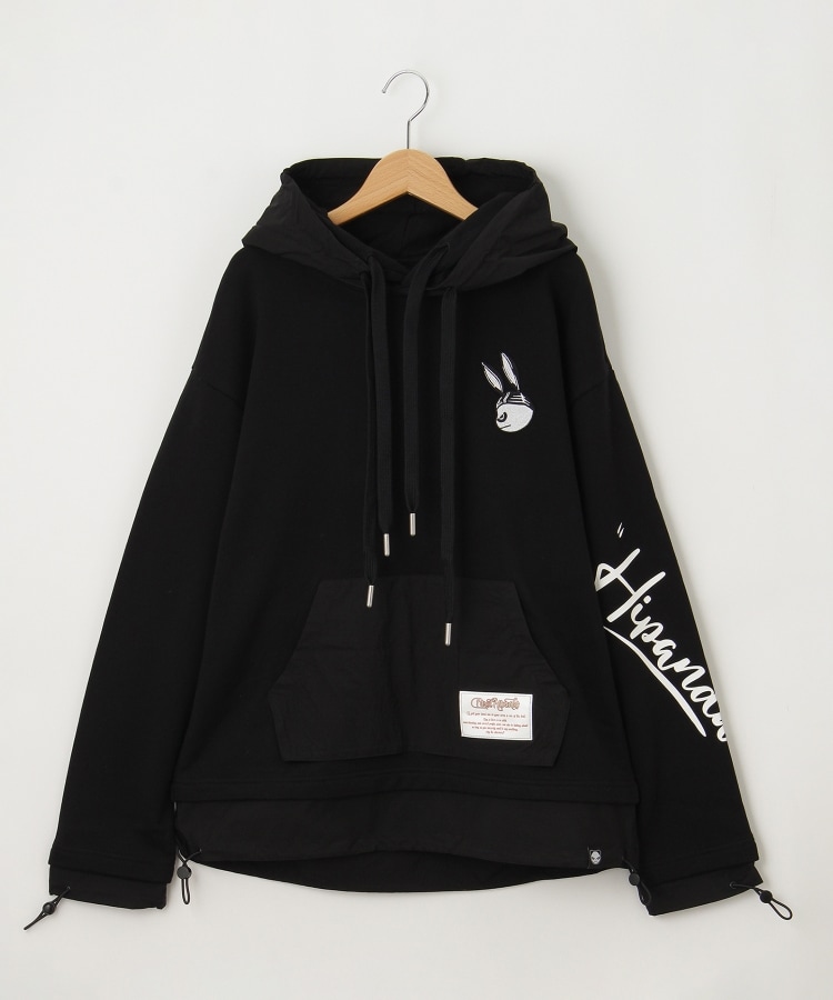 オフプライスストア(メンズ)(OFF PRICE STORE(Mens))のHIPANDA（ハイパンダ） レイヤード風コンビパーカー ブラック(019)
