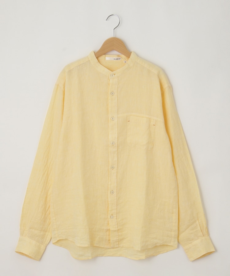 オフプライスストア(メンズ)(OFF PRICE STORE(Mens))のcharee braver（チャーリーブレイバー） バンドカラー麻カジュアルシャツ イエロー(050)