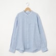 オフプライスストア(メンズ)(OFF PRICE STORE(Mens))のcharee braver（チャーリーブレイバー） バンドカラー麻カジュアルシャツ サックスブルー(090)